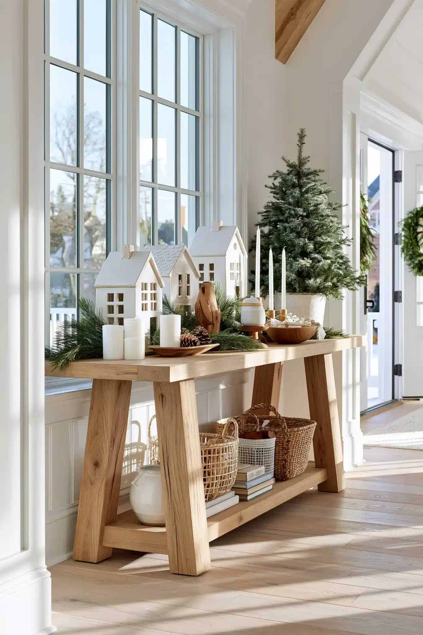 christmas entryway table decor