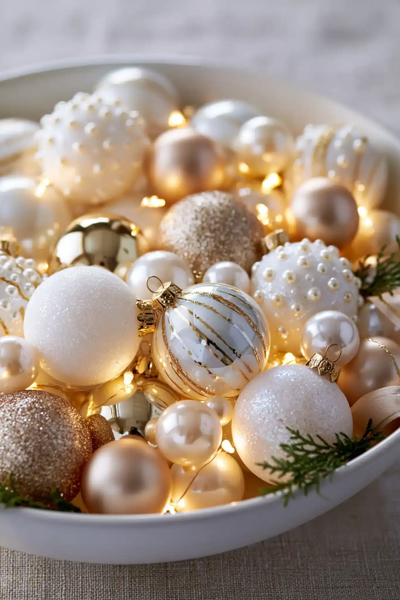 white and gold christmas decor
