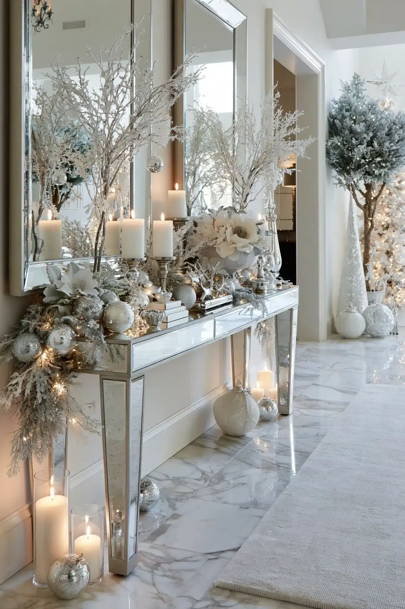 christmas entryway table decor