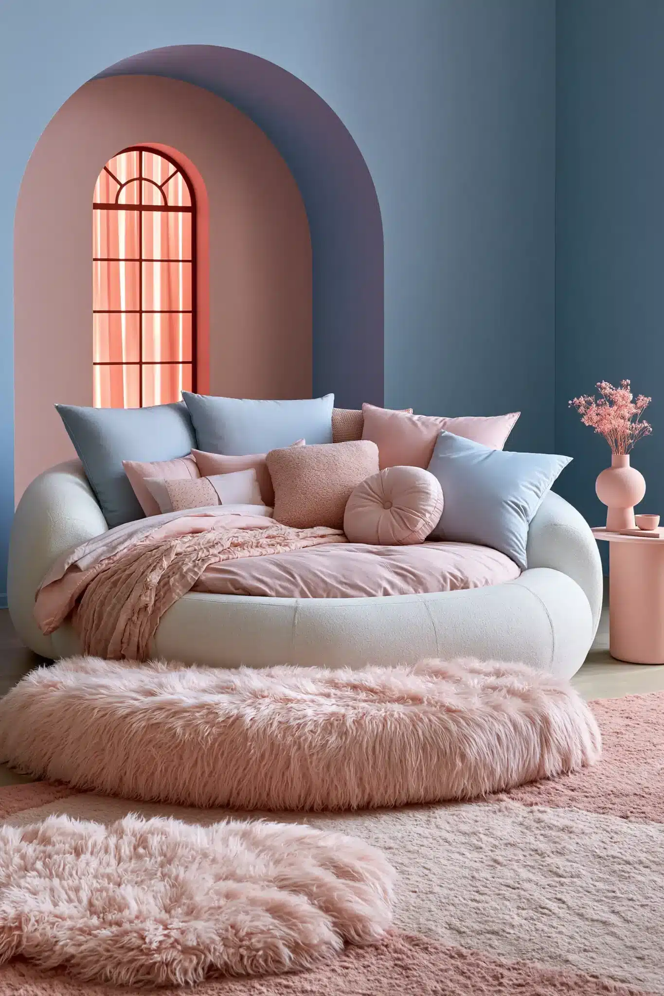light blue and pink bedroom