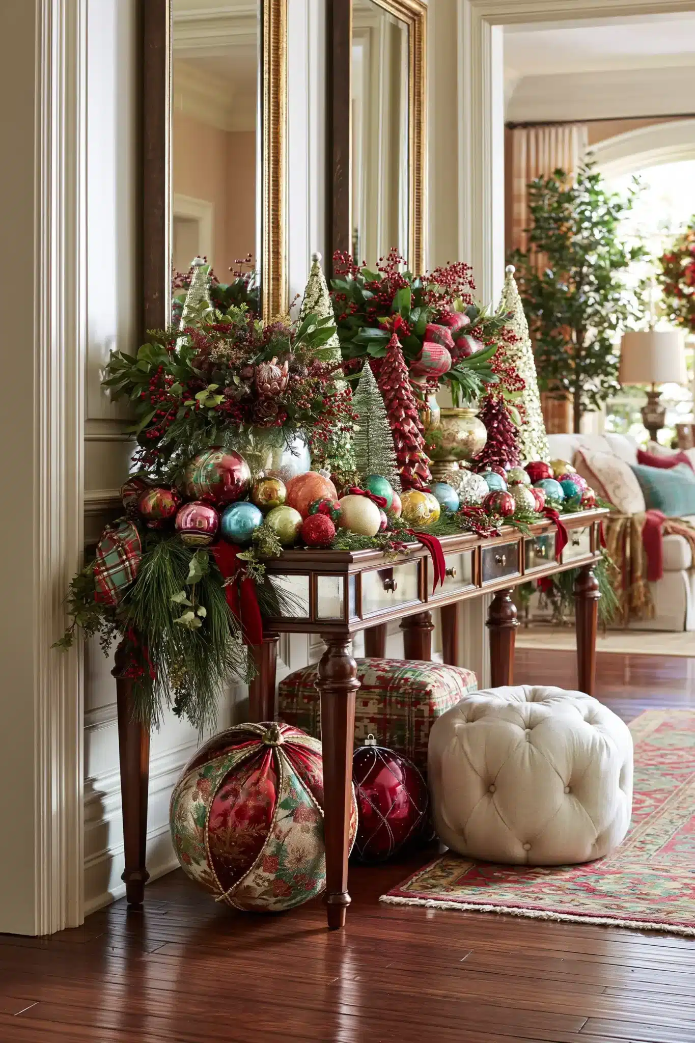 christmas entryway table decor