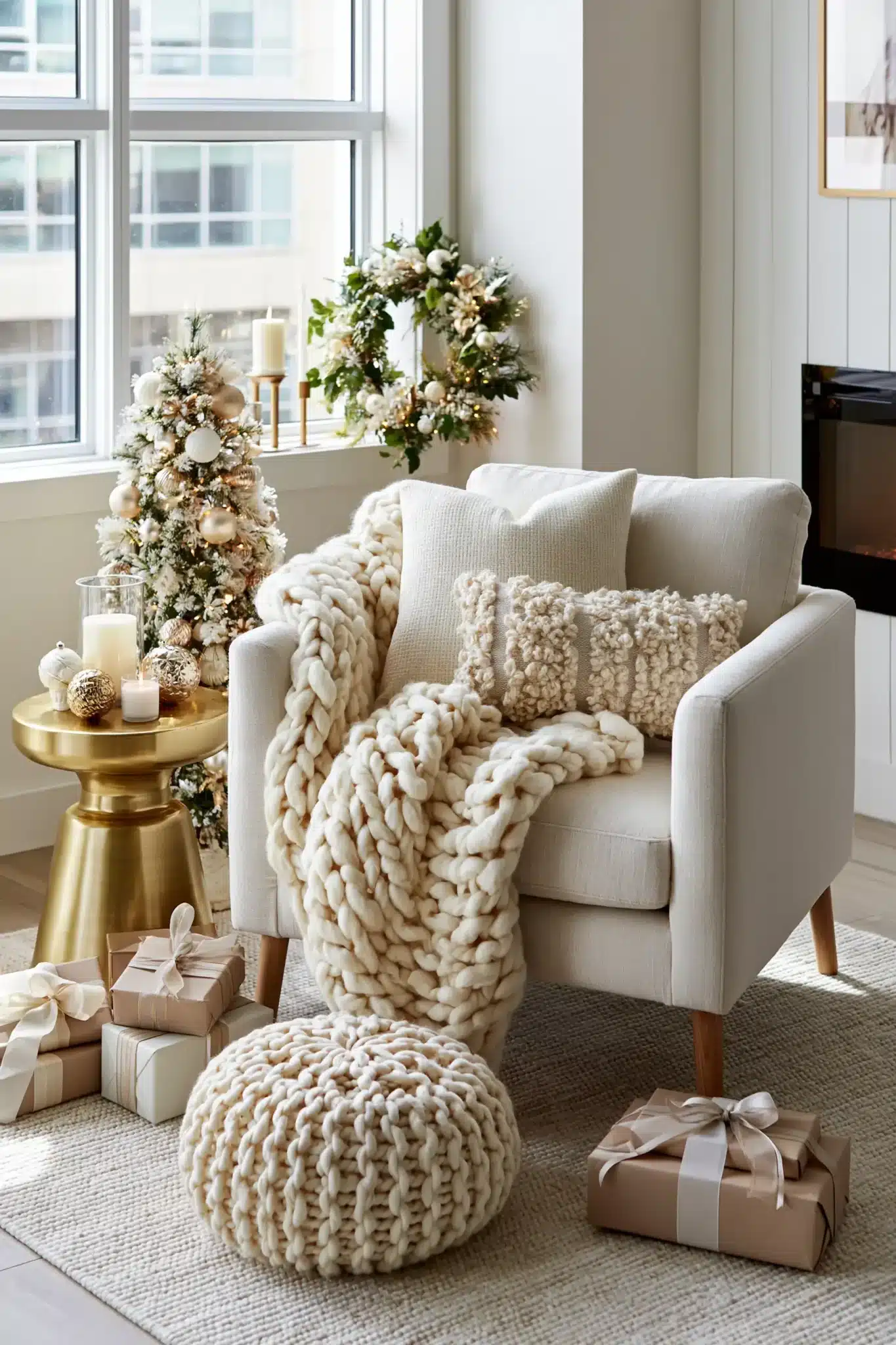 white and gold christmas decor