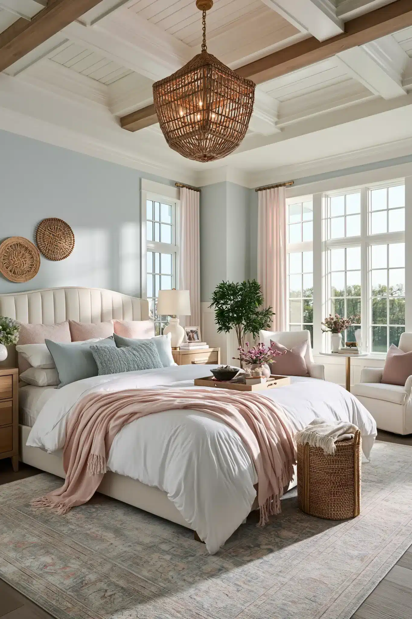 light blue and pink bedroom