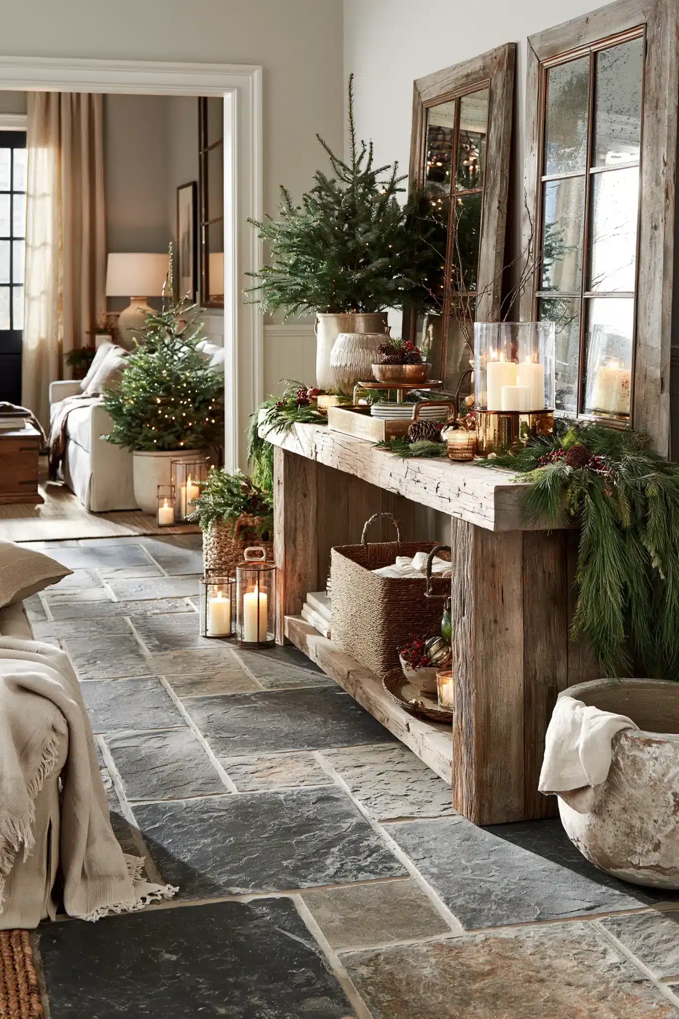 christmas entryway table decor