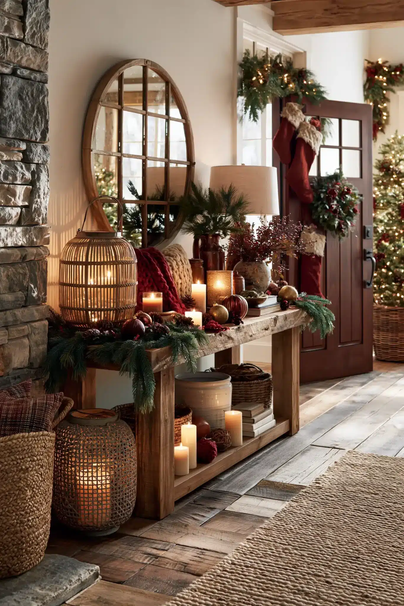 christmas entryway table decor