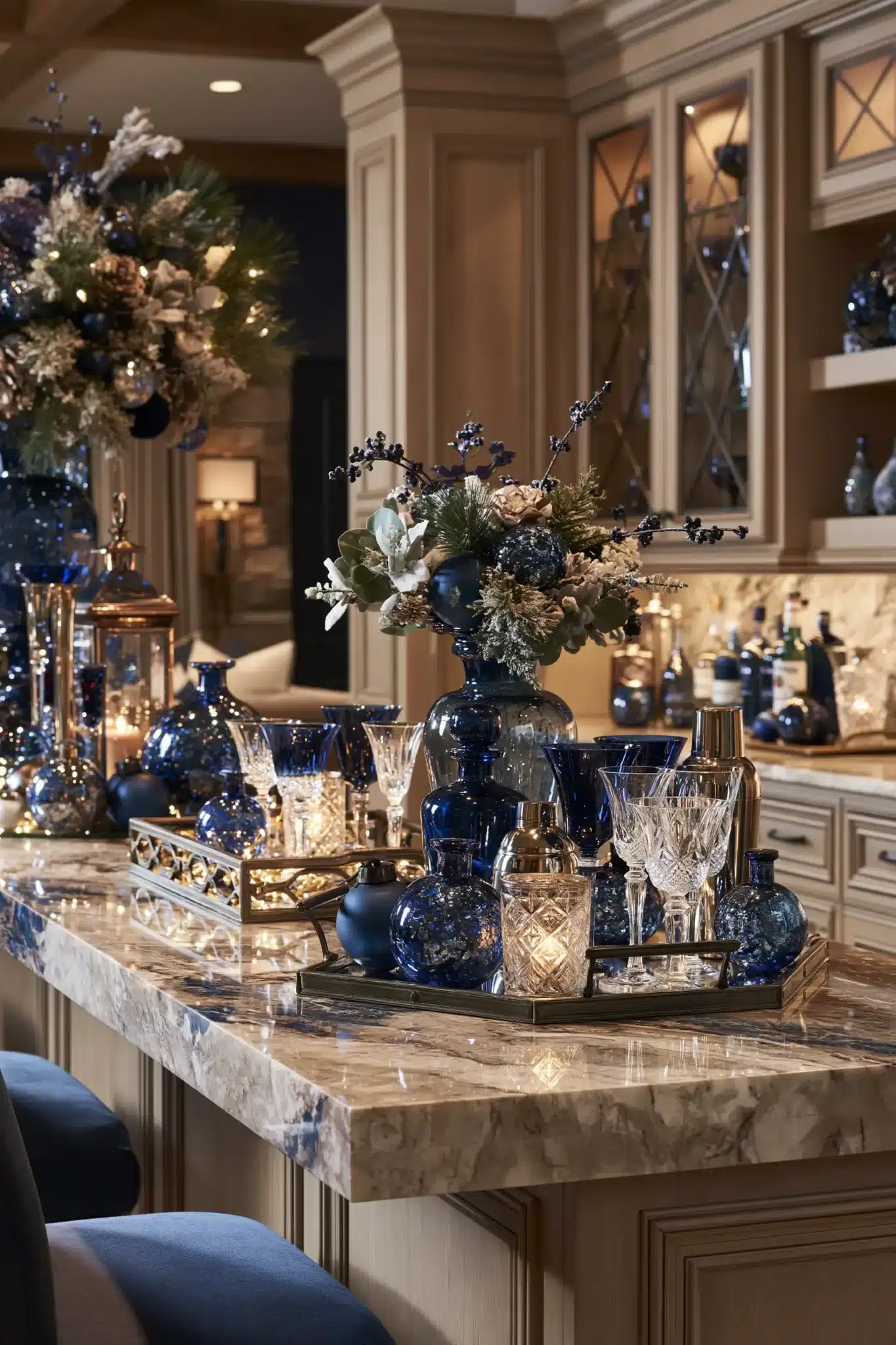 blue christmas decor