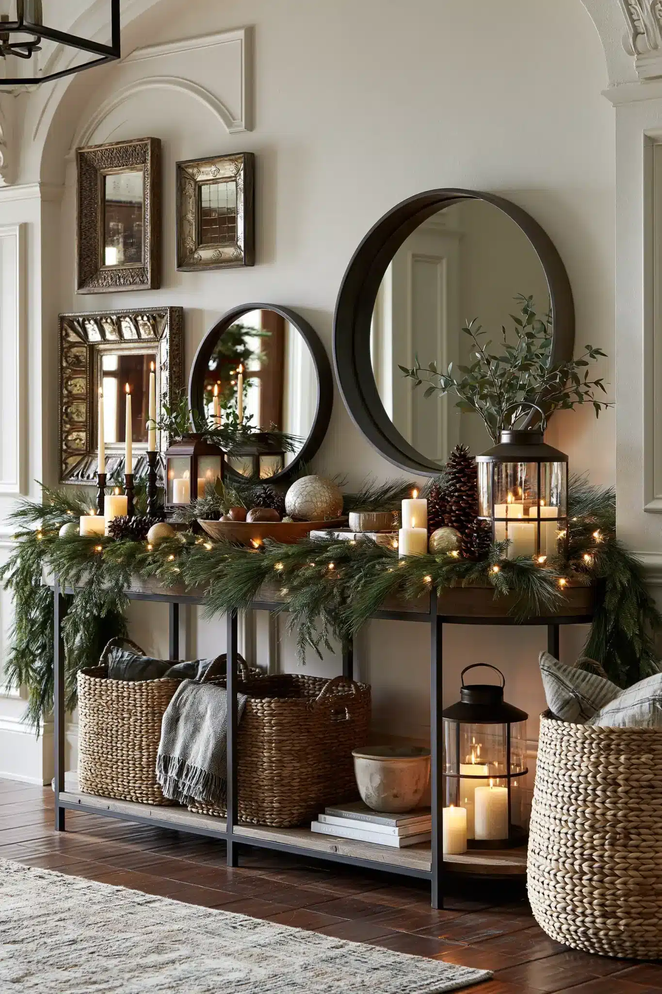 christmas entryway table decor