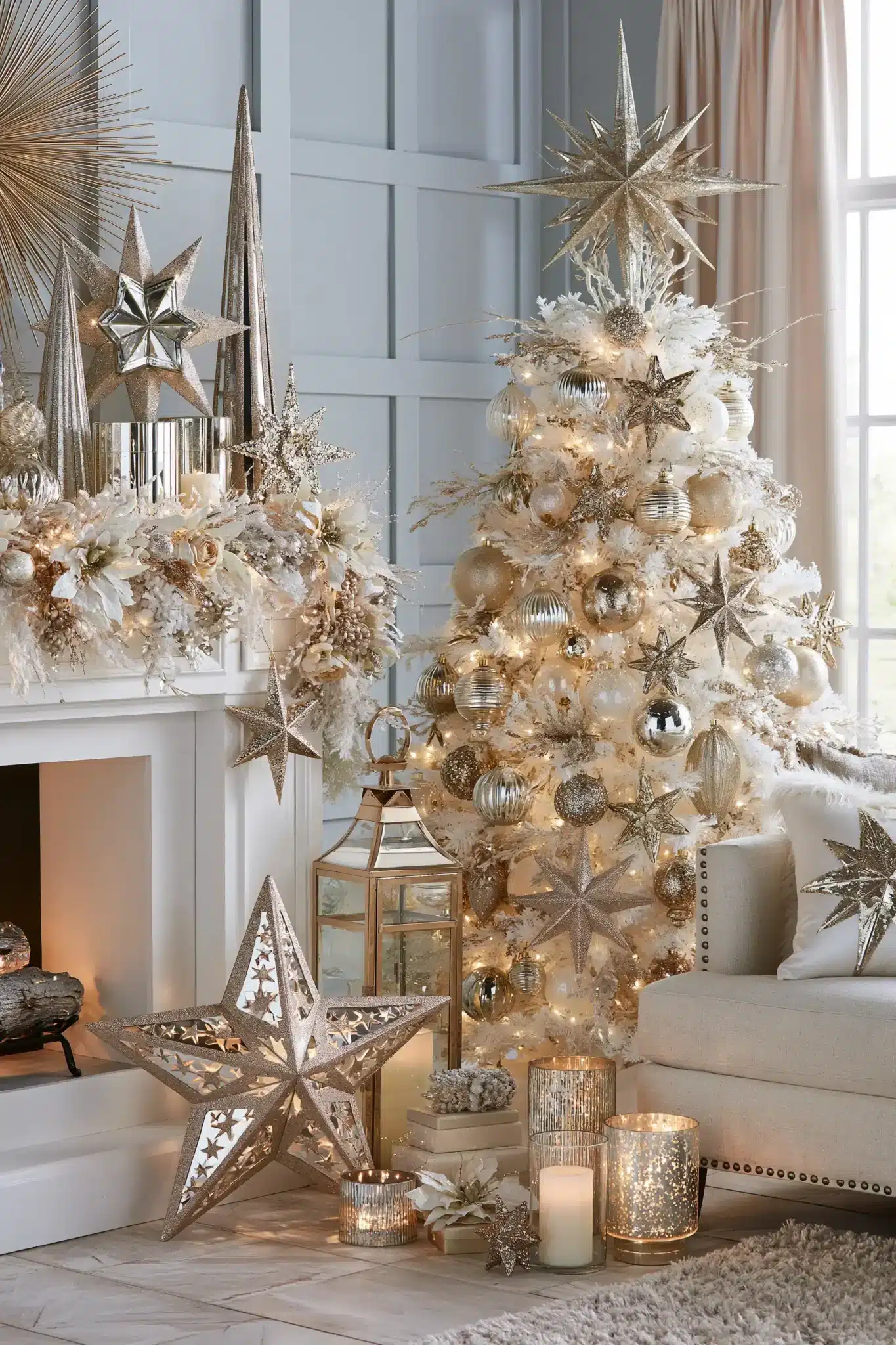 white and gold christmas decor