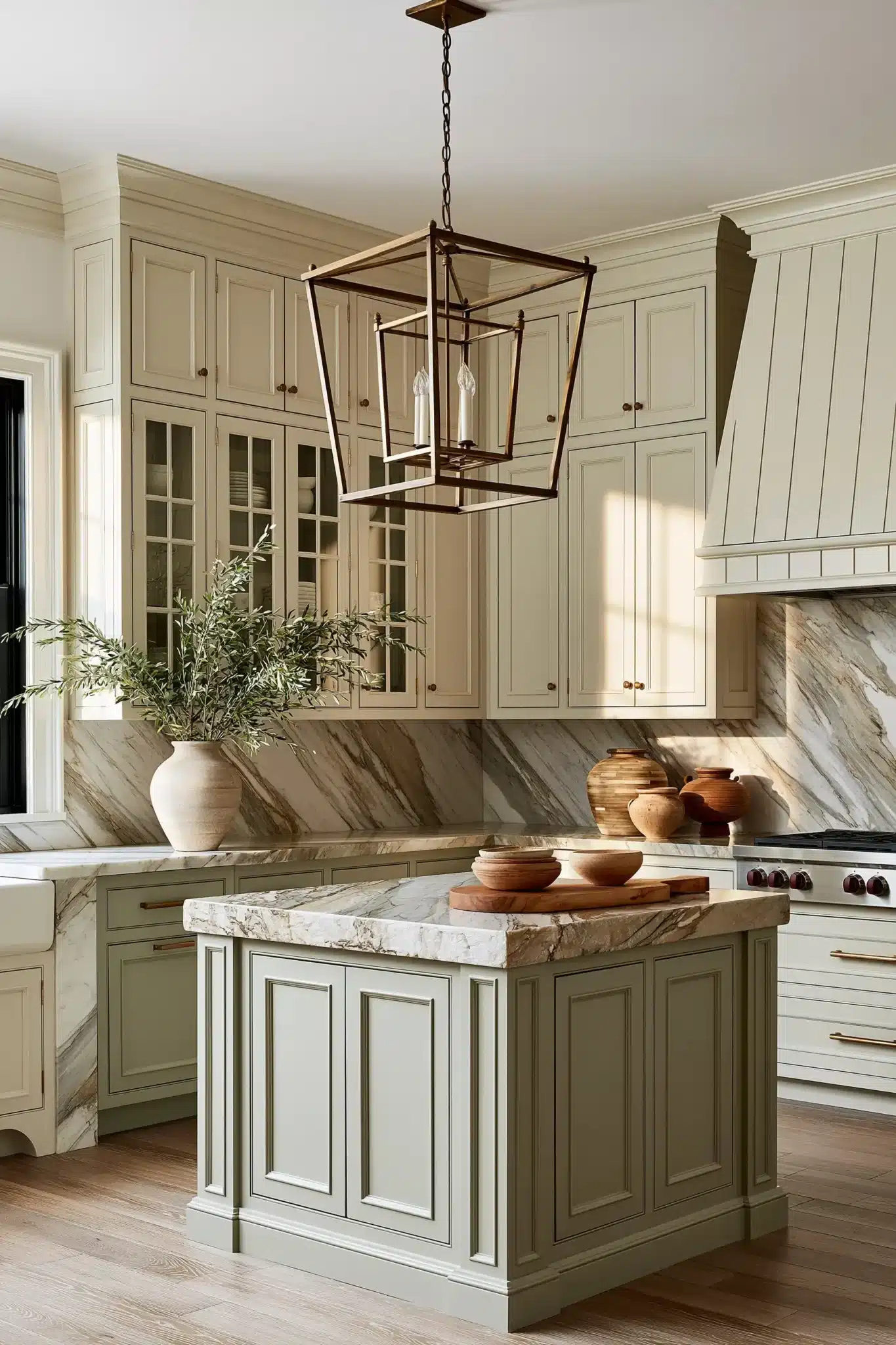 sage green and cream kitchen