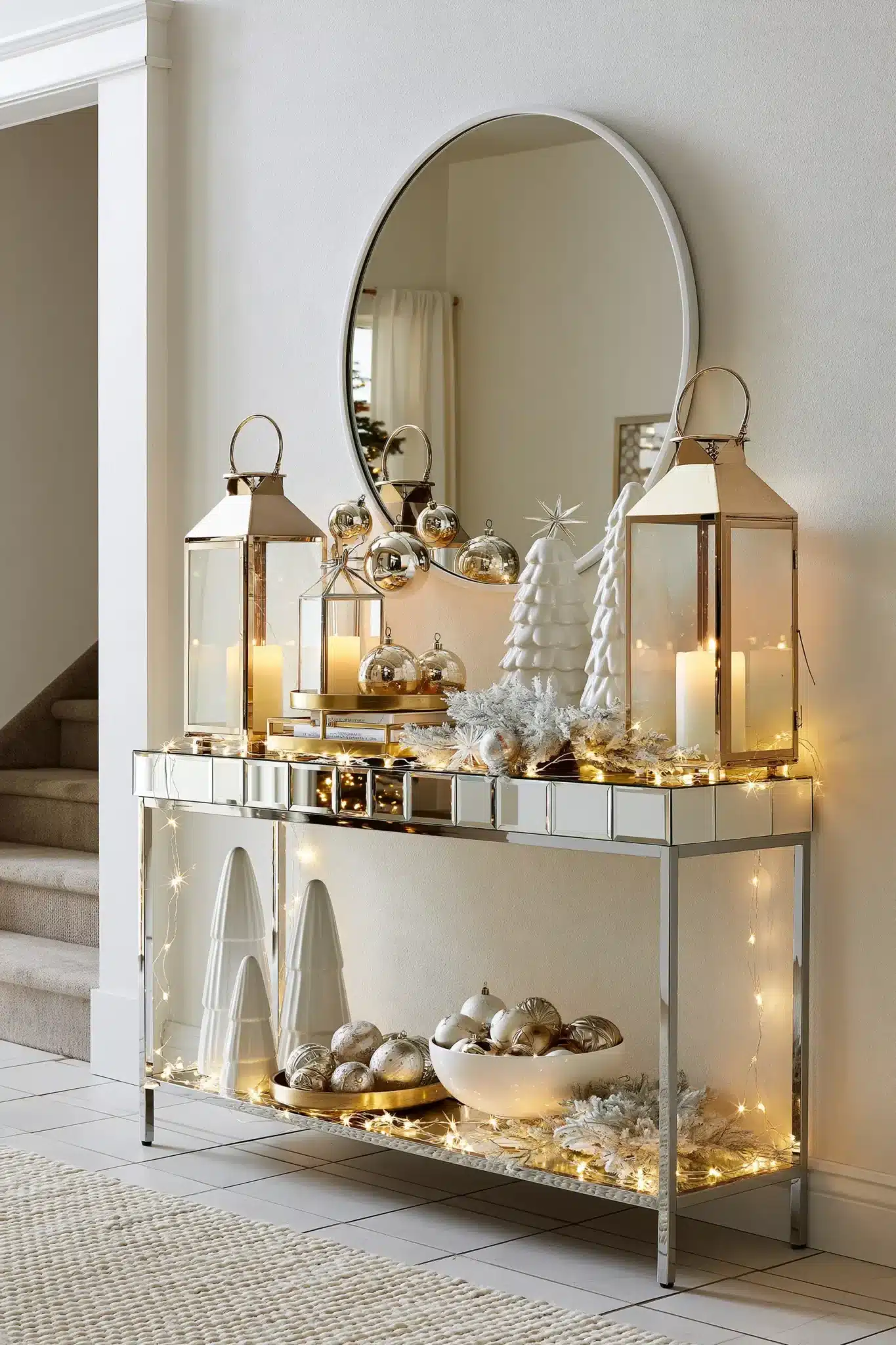 white and gold christmas decor