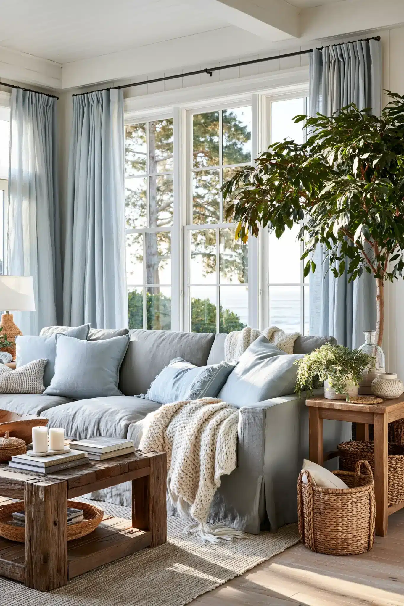 light blue and grey living room
