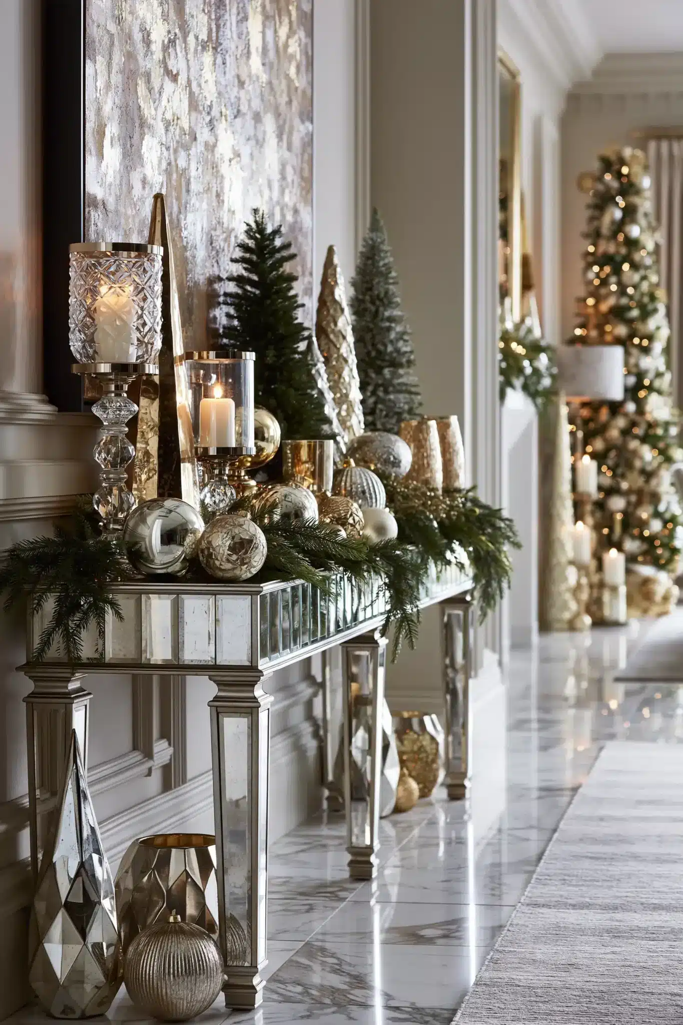 christmas entryway table decor