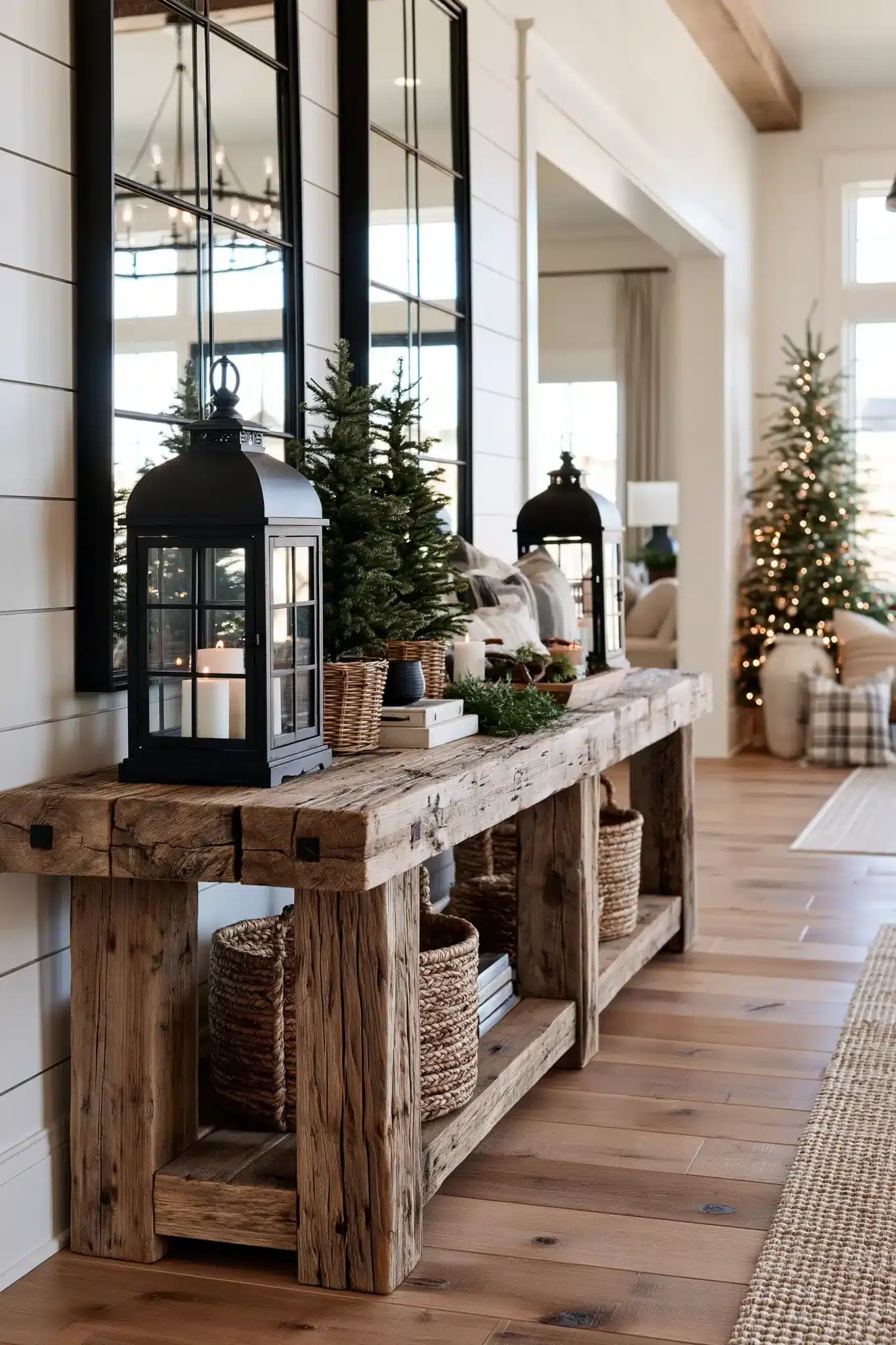 christmas entryway table decor