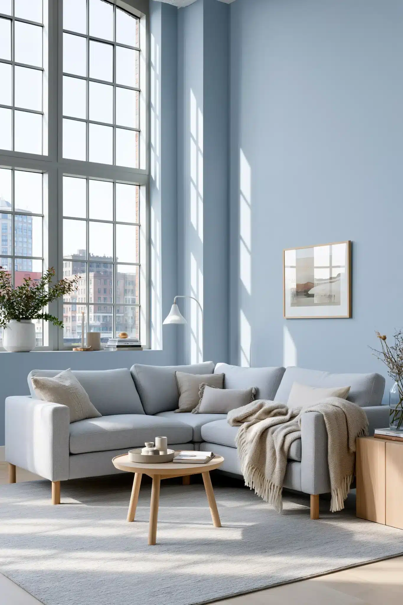 light blue and grey living room