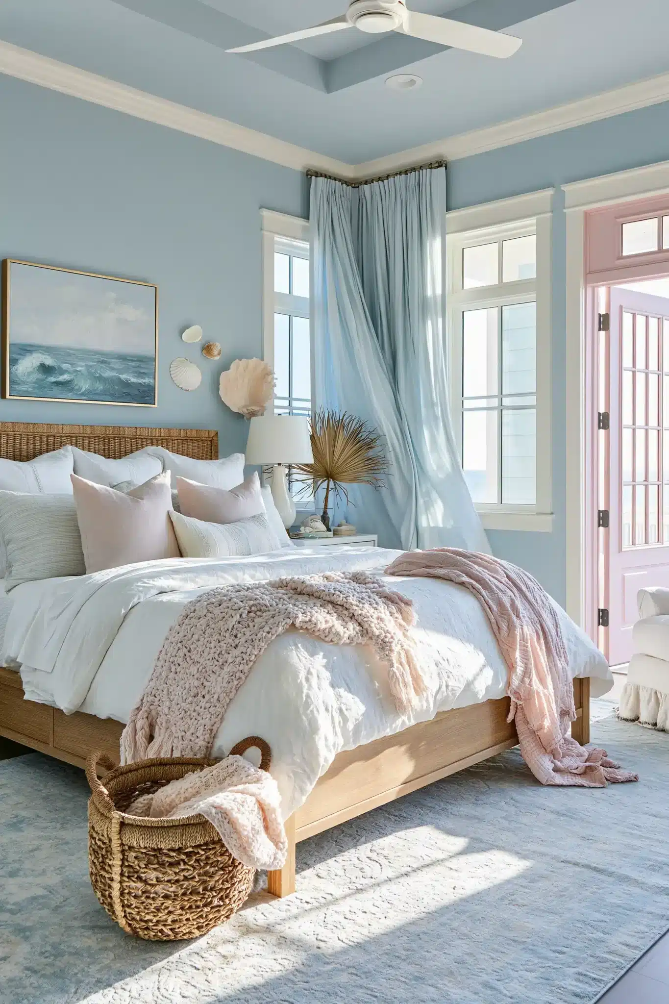 light blue and pink bedroom