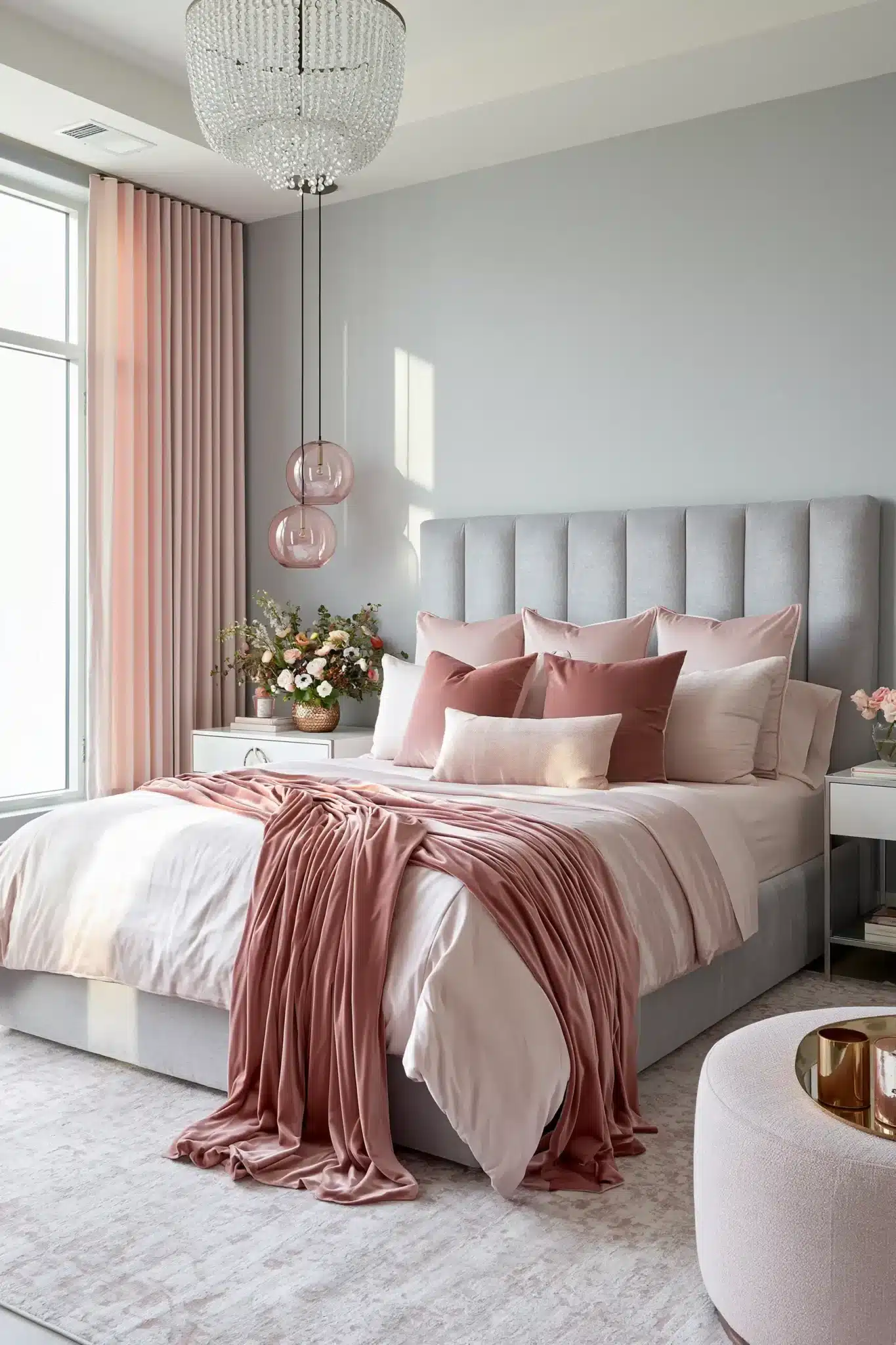 light blue and pink bedroom