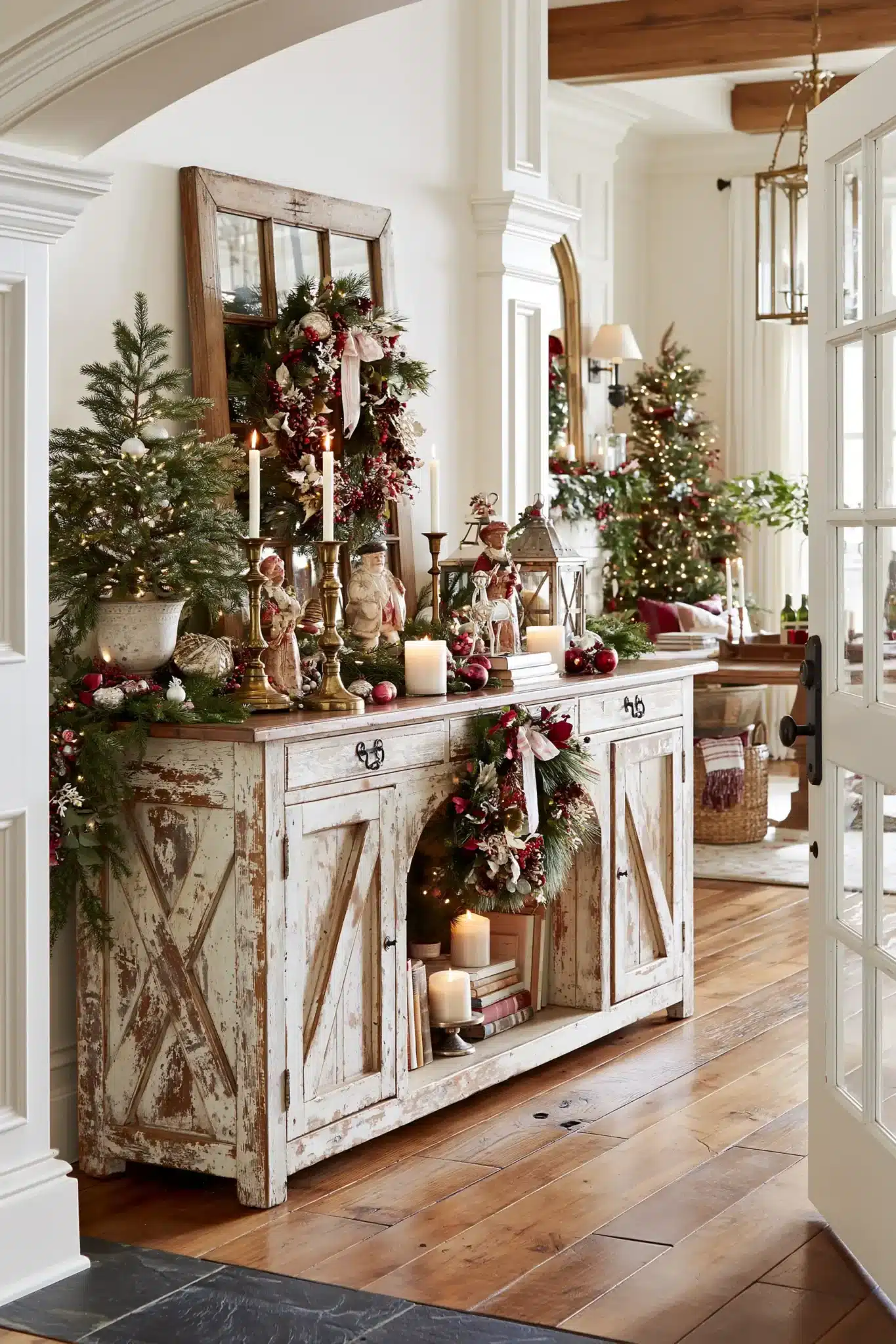 christmas entryway table decor