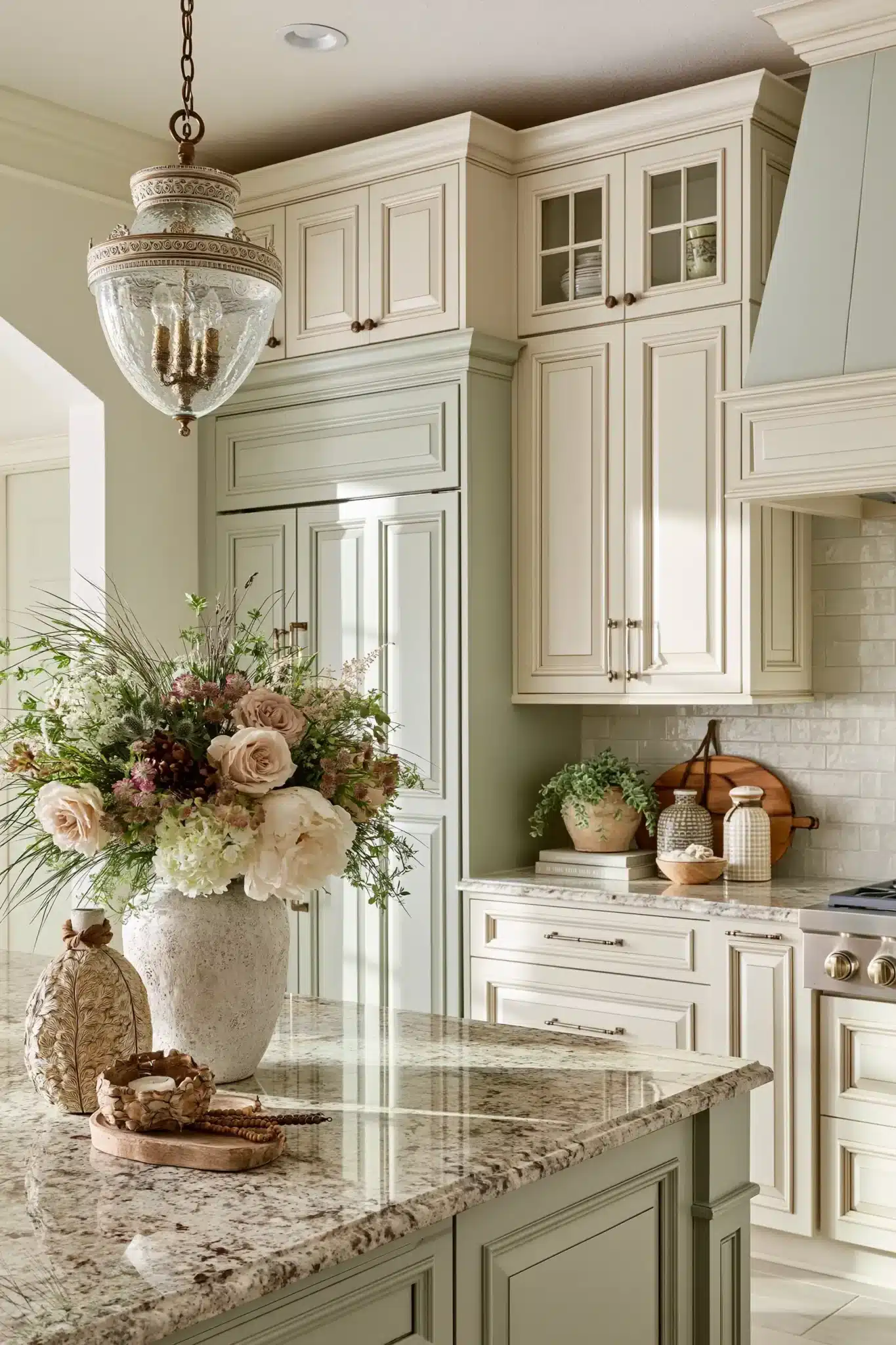 sage green and cream kitchen