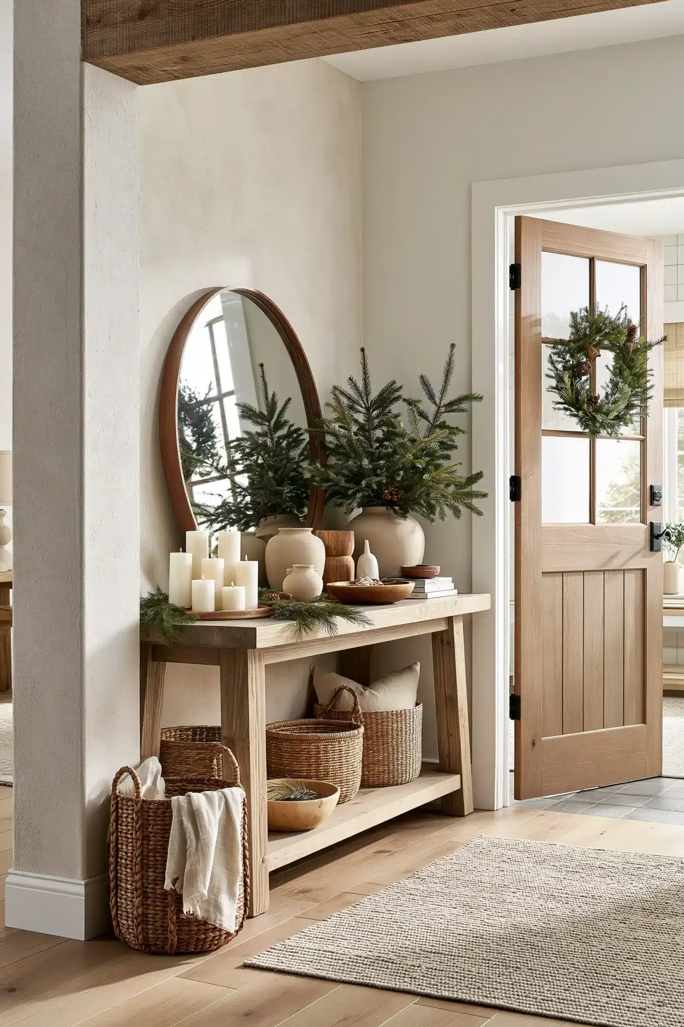 christmas entryway table decor