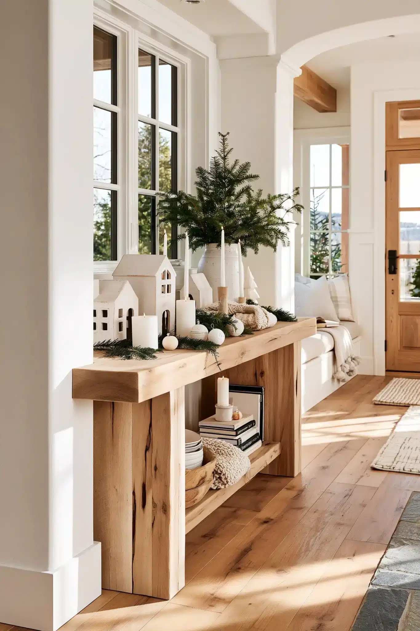 christmas entryway table decor