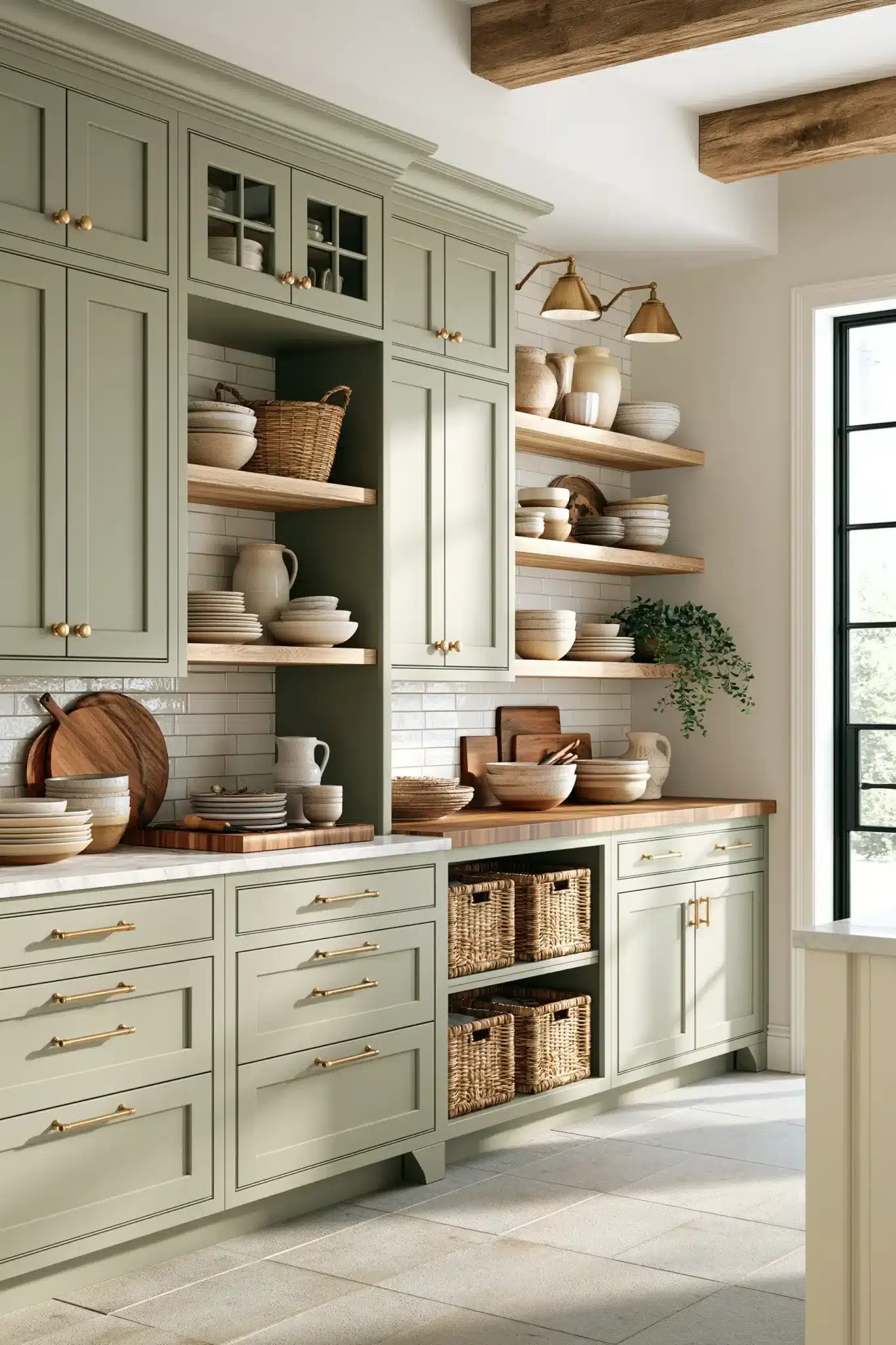 sage green and cream kitchen