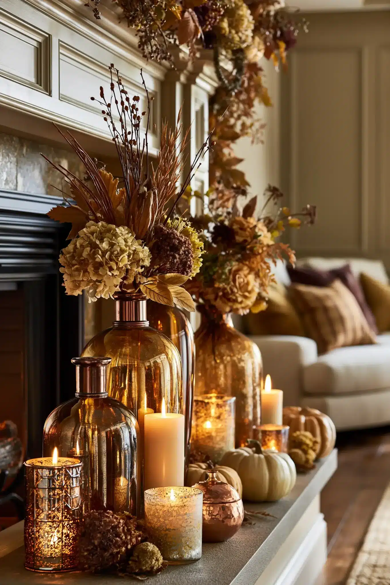 thanksgiving mantel decor