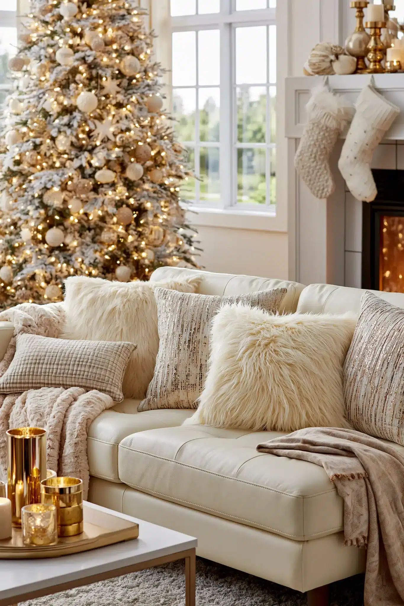 white and gold christmas decor