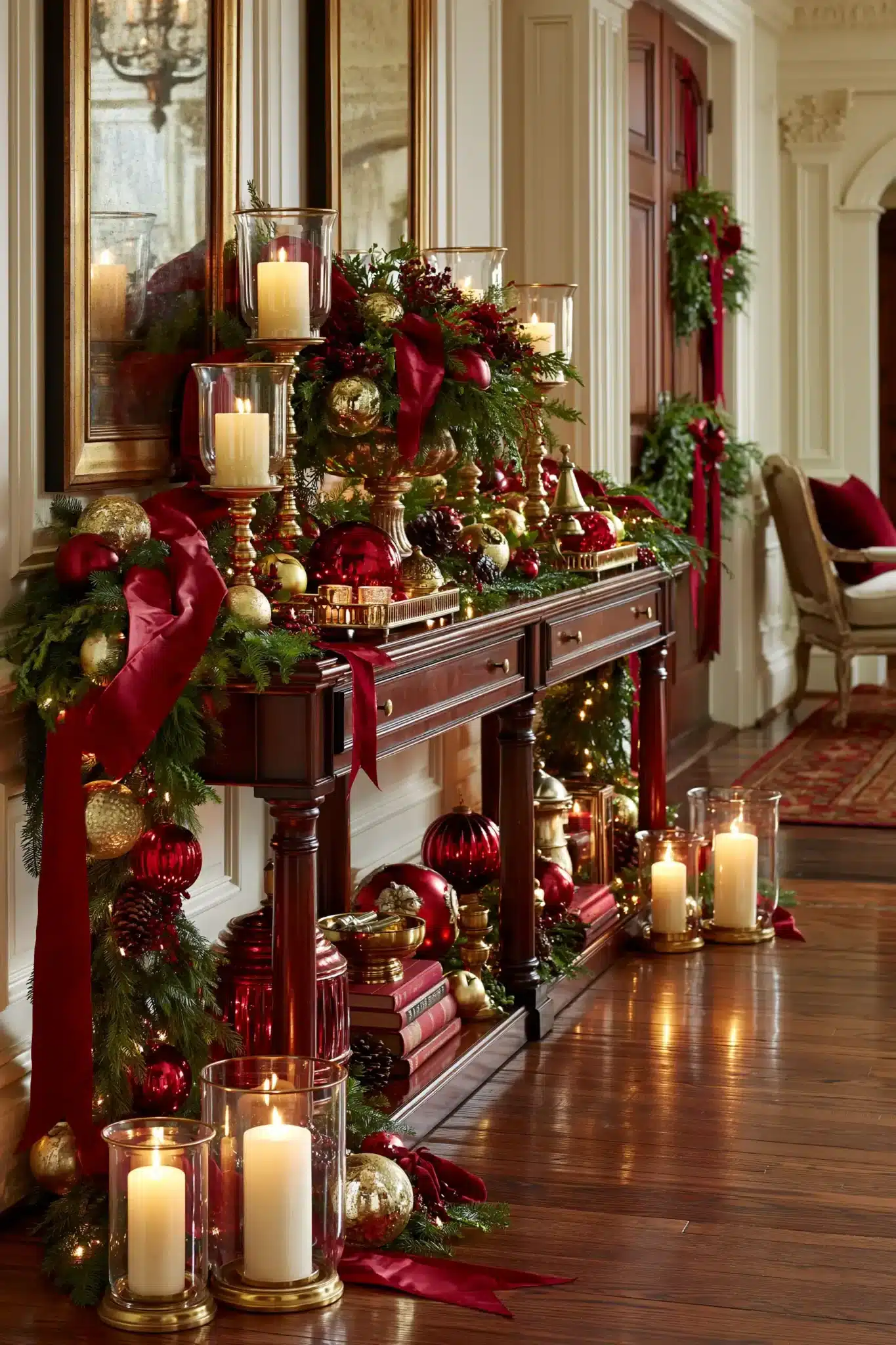 christmas entryway table decor